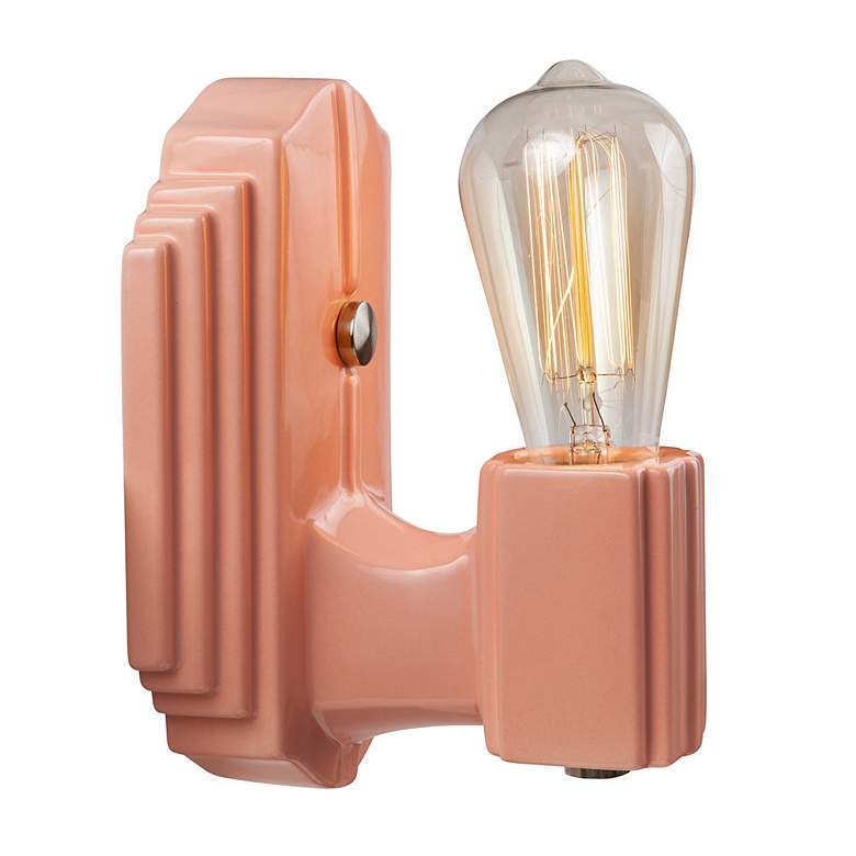 Image 4 Justice Design Deco 8 1/4" High Bisque Ceramic Wall Sconce more views