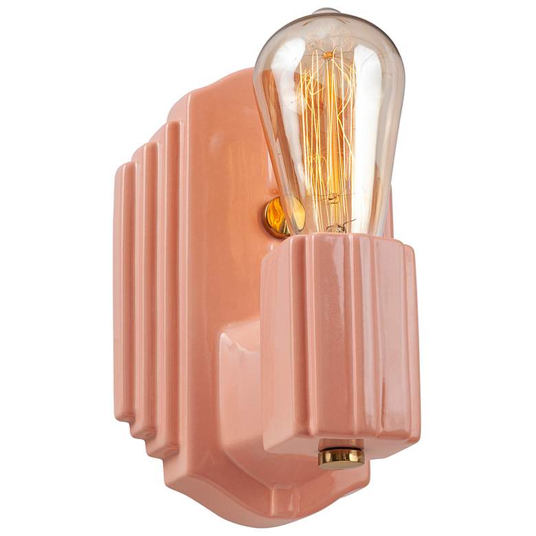 Image 1 Justice Design Deco 8 1/4 inchH Gloss Blush Ceramic Wall Sconce