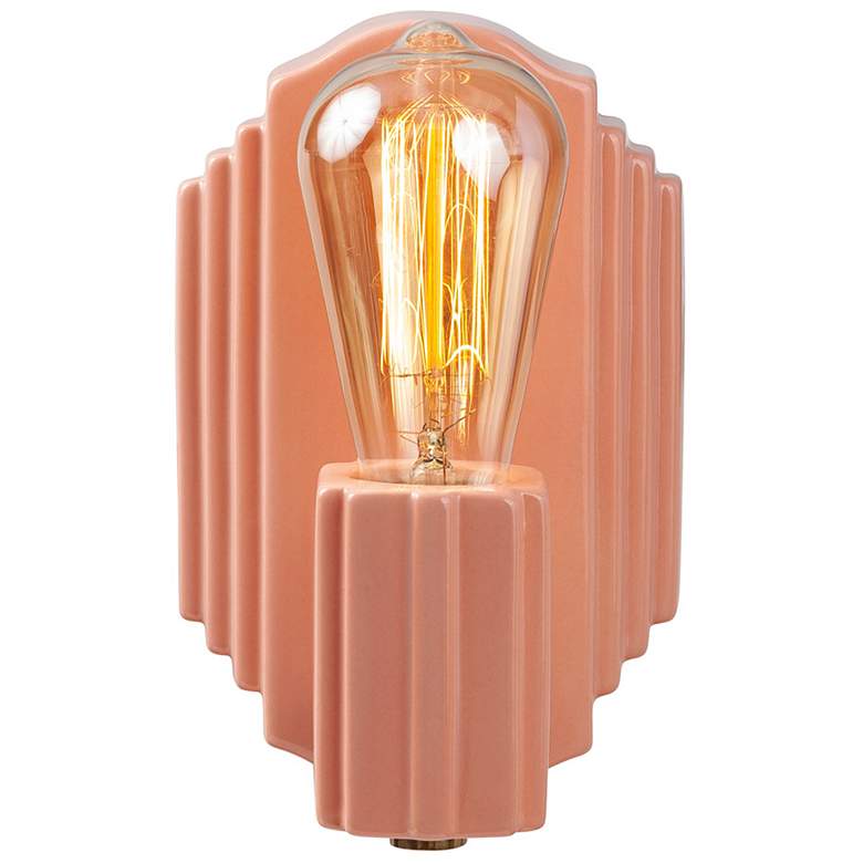 Image 2 Justice Design Deco 8 1/4 inchH Gloss Blush Ceramic Wall Sconce more views