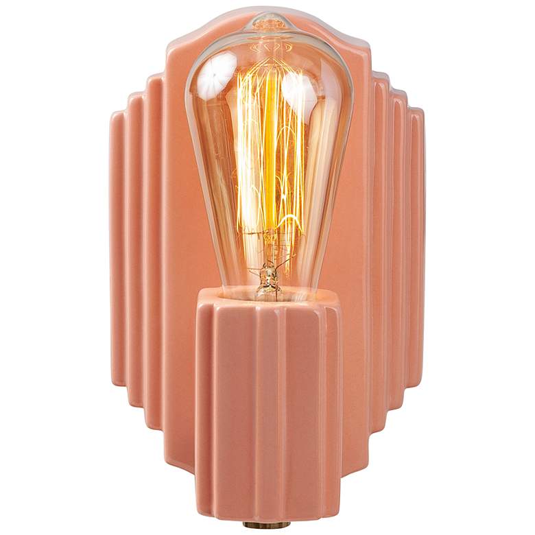 Image 3 Justice Design Deco 8 1/4 inchH Gloss Blush Ceramic Wall Sconce more views