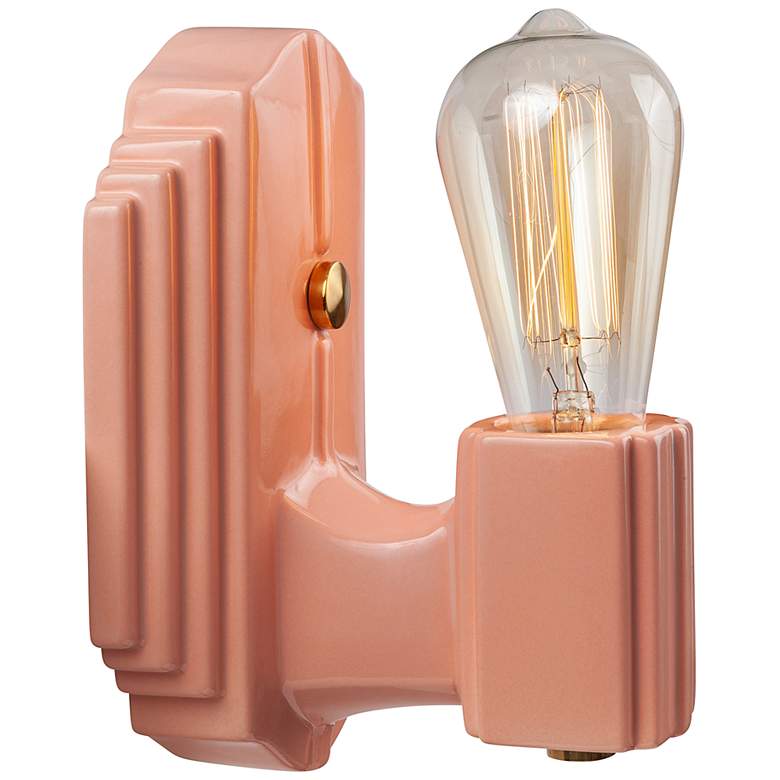 Image 4 Justice Design Deco 8 1/4"H Gloss Blush Ceramic Wall Sconce more views