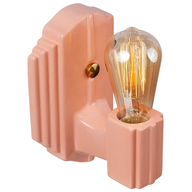 Image 4 Justice Design Deco 8 1/4 inchH Gloss Blush Ceramic Wall Sconce more views