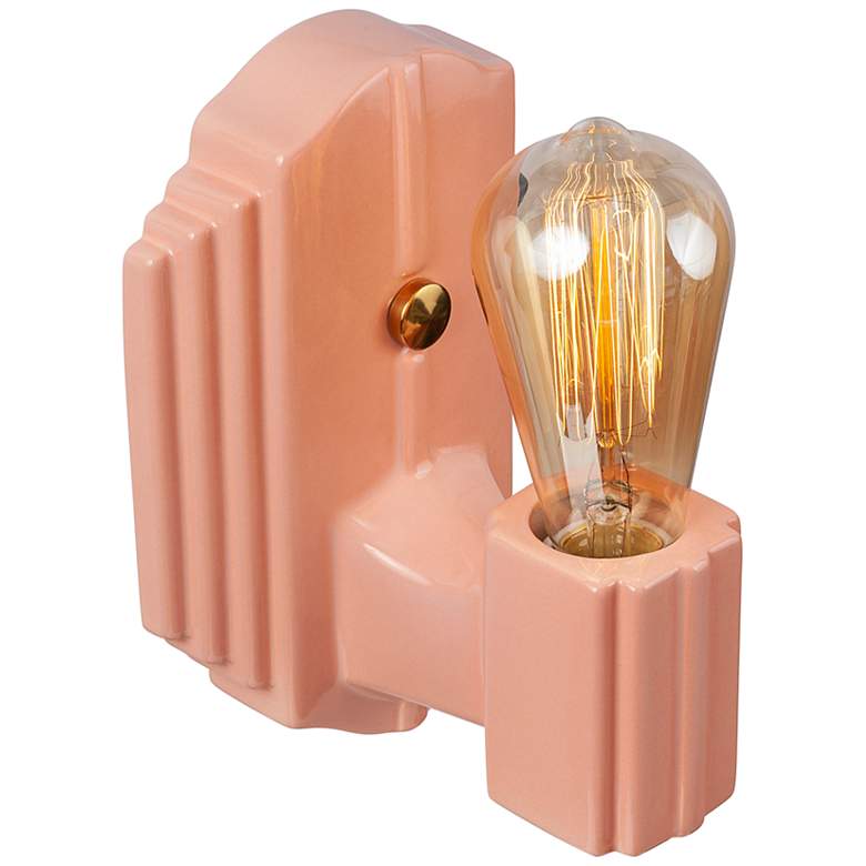 Image 5 Justice Design Deco 8 1/4"H Gloss Blush Ceramic Wall Sconce more views