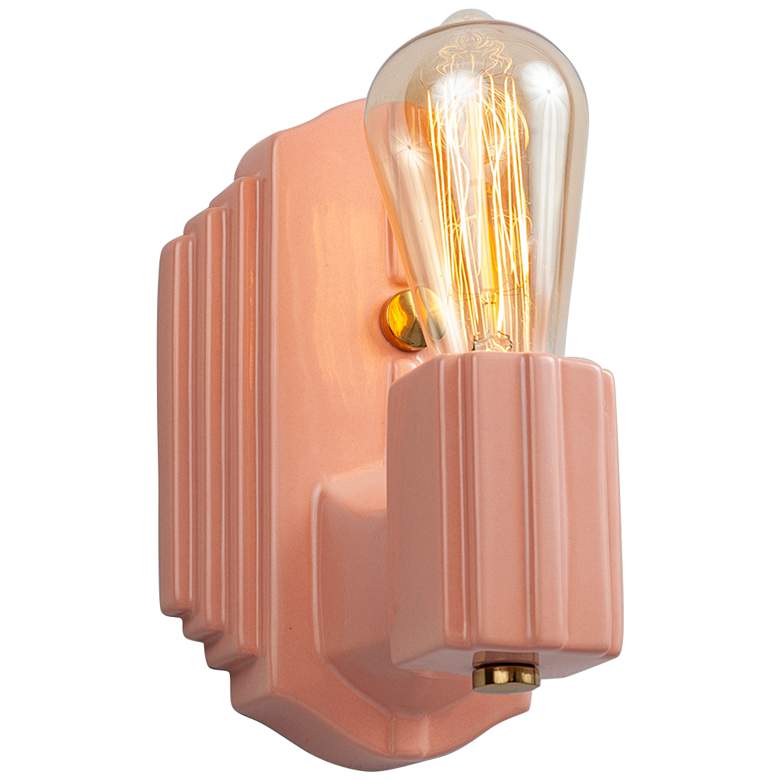 Image 6 Justice Design Deco 8 1/4"H Gloss Blush Ceramic Wall Sconce more views