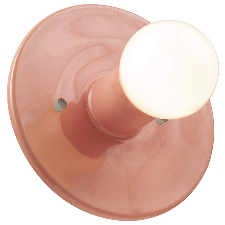 Image 2 Justice Design Discus 8" High Gloss Blush Wall Sconce