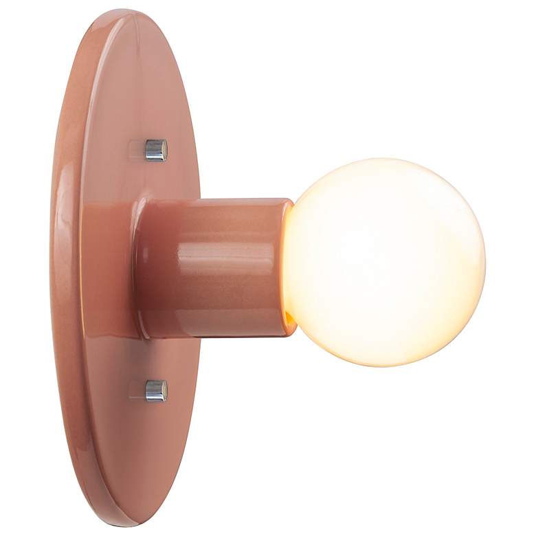 Image 4 Justice Design Discus 8" High Gloss Blush Wall Sconce more views