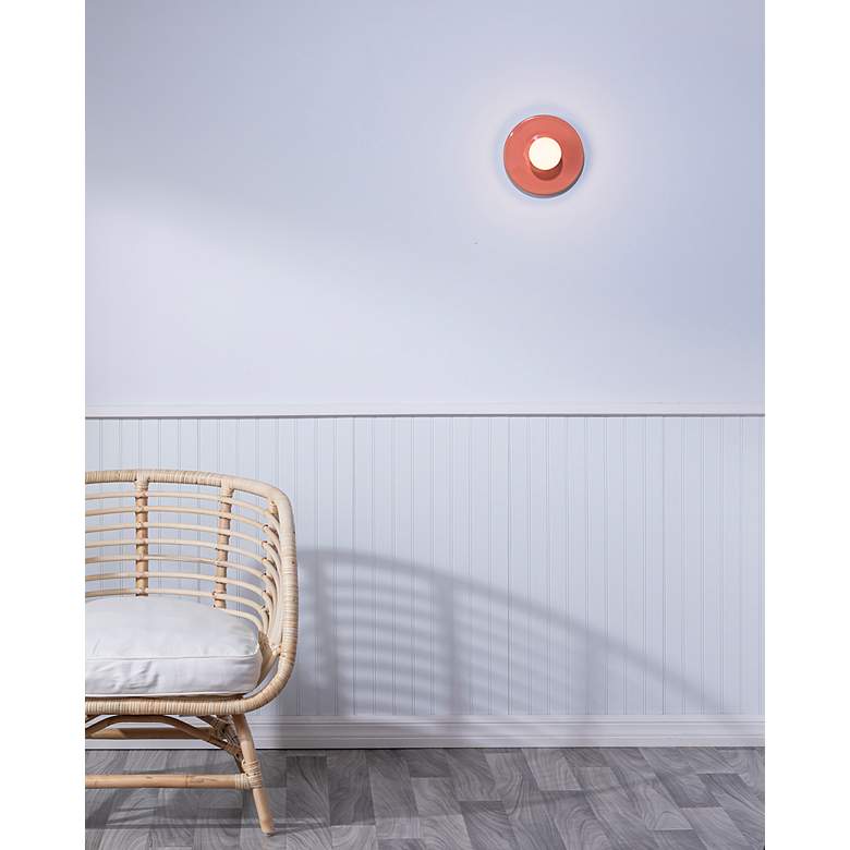 Image 5 Justice Design Discus 8" High Gloss Blush Wall Sconce more views