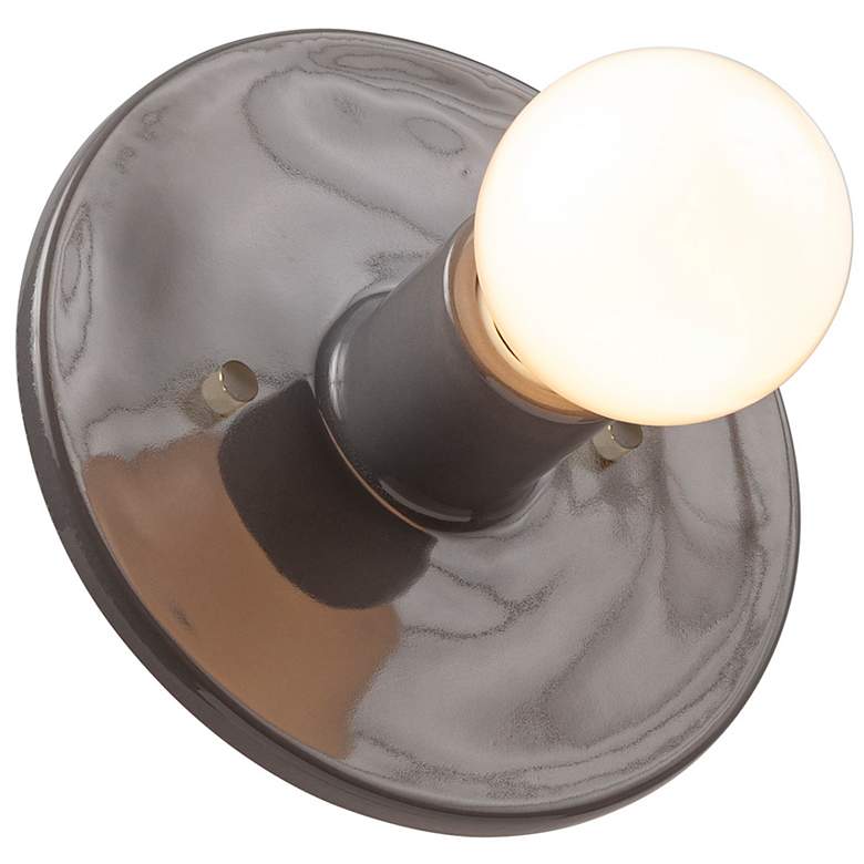 Image 2 Justice Design Discus 8" High Gloss Gray Wall Sconce