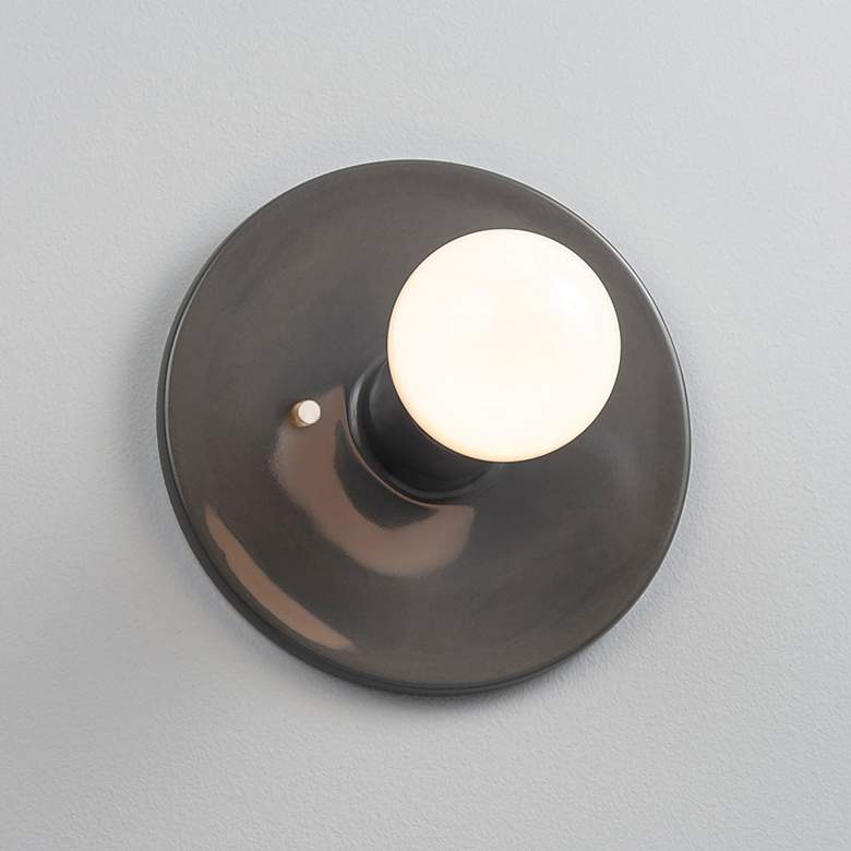 Image 1 Justice Design Discus 8" High Gloss Gray Wall Sconce