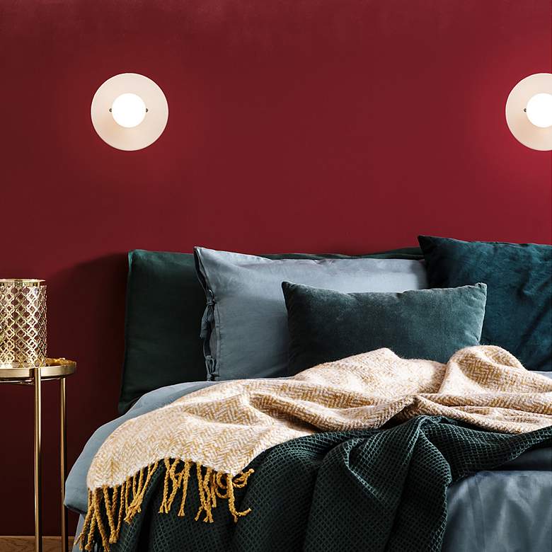 Image 2 Justice Design Discus 8" High Matte White Wall Sconce more views