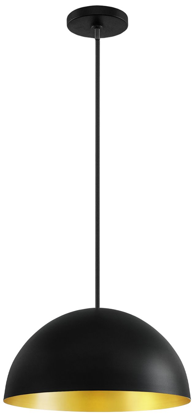 Justice Design Elias 13 3/4"W Matte Black and Gold Pendant Light