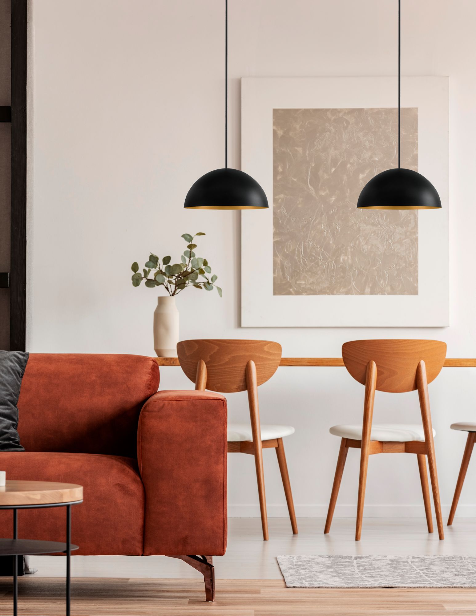 Image 3 Justice Design Elias 13 3/4"W Matte Black and Gold Pendant Light more views