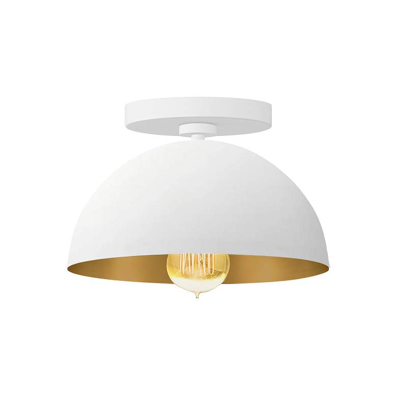 Image 1 Justice Design Elias 9" Wide Matte White And Champagne Dome Semi-Flush