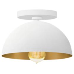 Justice Design Elias 9" Wide Matte White And Champagne Dome Semi-Flush