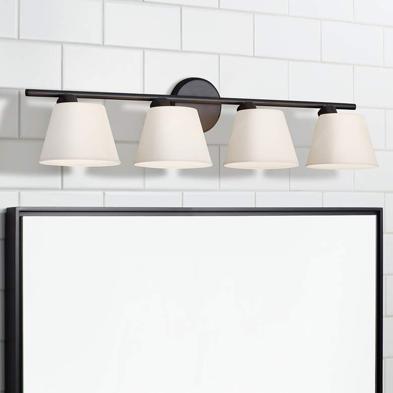 Image 1 Justice Design Envoy 32 3/4" Wide Matte Black White 4-Light Bath Light