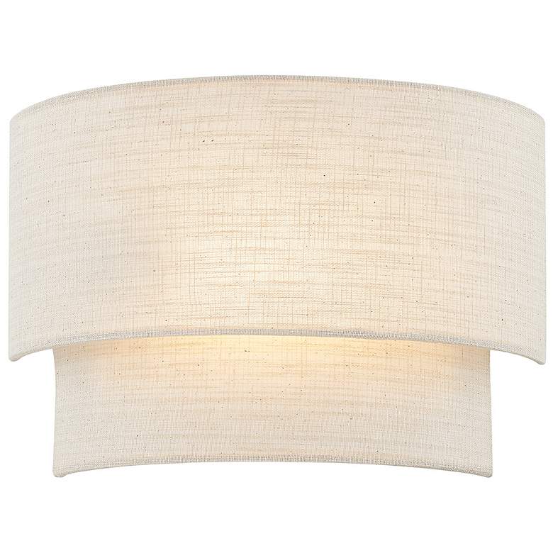 Image 2 Justice Design Evan 10" High 2-Tier Cream Fabric Wall Sconce