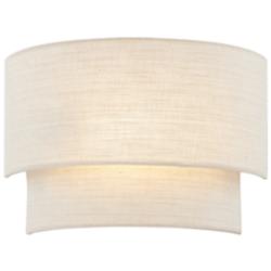 Justice Design Evan 10" High 2-Tier Cream Fabric Wall Sconce