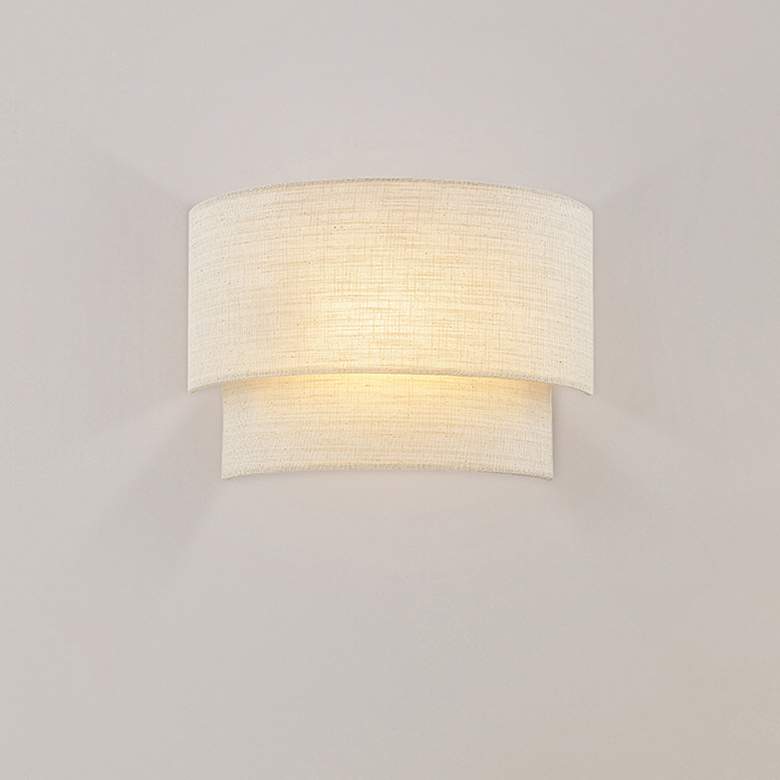 Image 1 Justice Design Evan 10" High 2-Tier Cream Fabric Wall Sconce