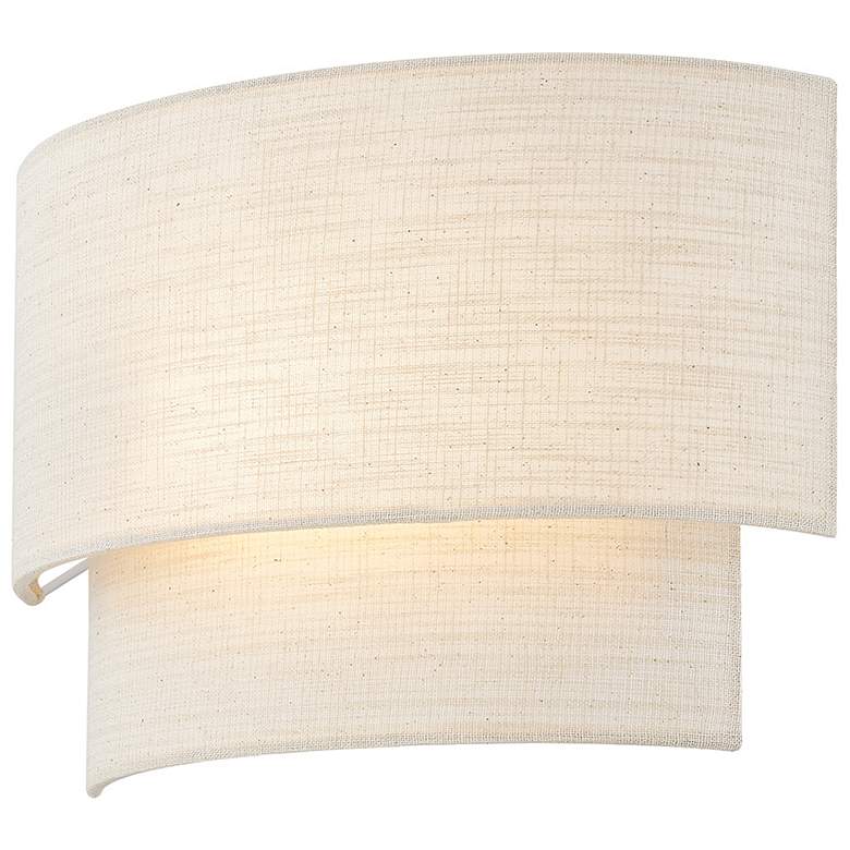 Image 4 Justice Design Evan 10" High 2-Tier Cream Fabric Wall Sconce more views