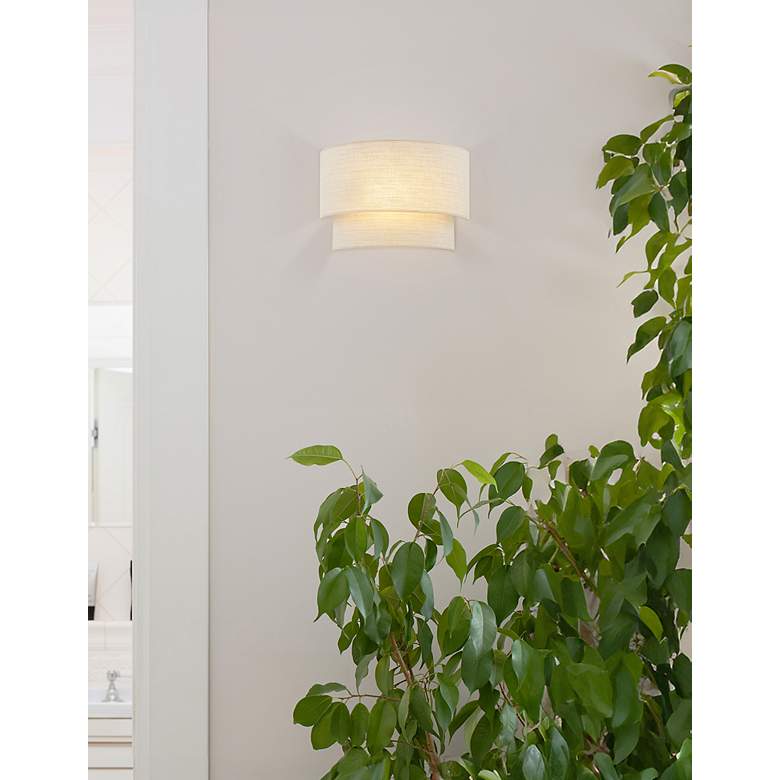 Image 6 Justice Design Evan 10" High 2-Tier Cream Fabric Wall Sconce more views