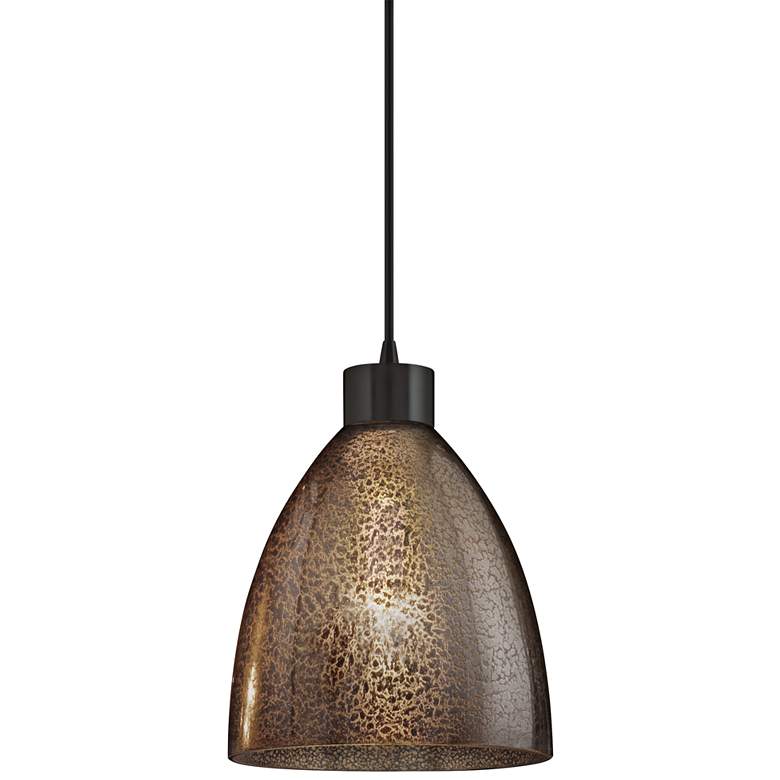 Image 2 Justice Design Fusion 10 1/2" Bronze and Mottled Glass Mini Pendant