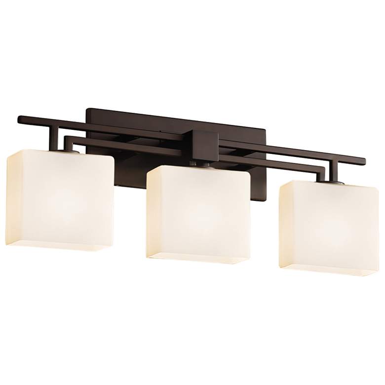 Image 2 Justice Design Fusion 26" Wide 3-Light LED Opal and Bronze Bath Bar