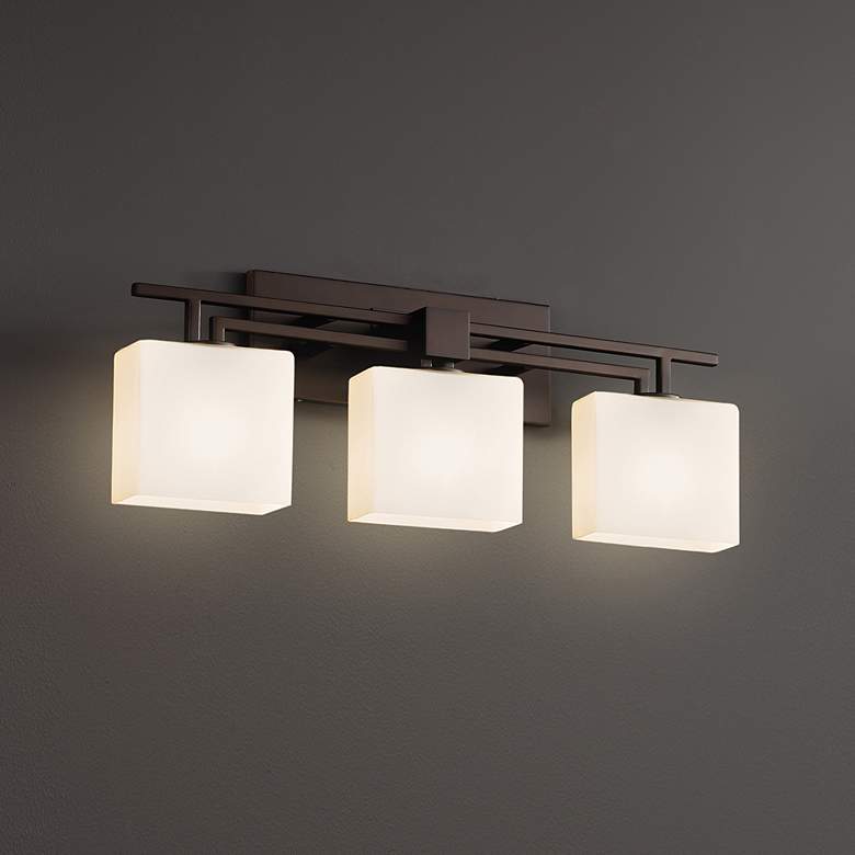 Image 1 Justice Design Fusion 26" Wide 3-Light LED Opal and Bronze Bath Bar