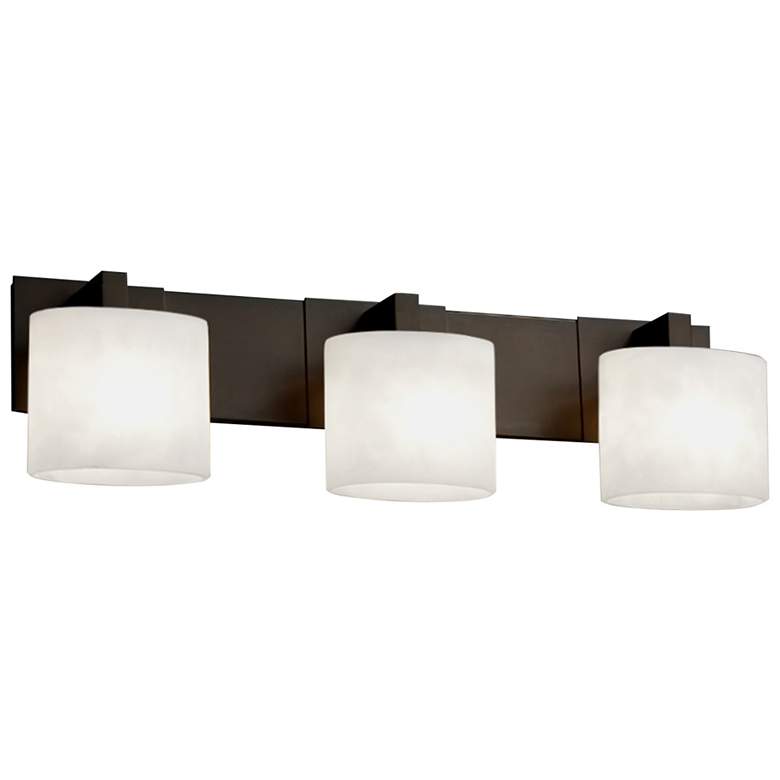 Image 1 Justice Design Fusion 27" 3-Light LED Opal and Bronze Bath Light