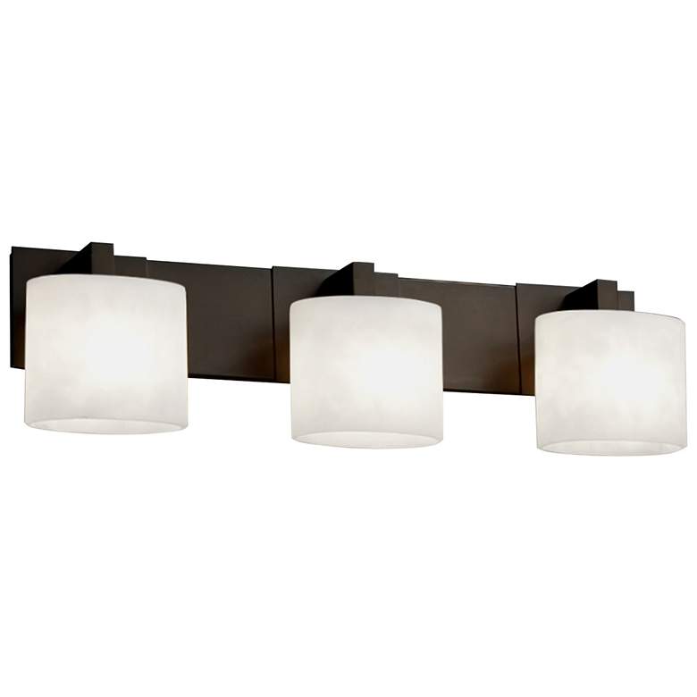 Image 1 Justice Design Fusion 27" Wide 3-Light Opal and Bronze Bath Light