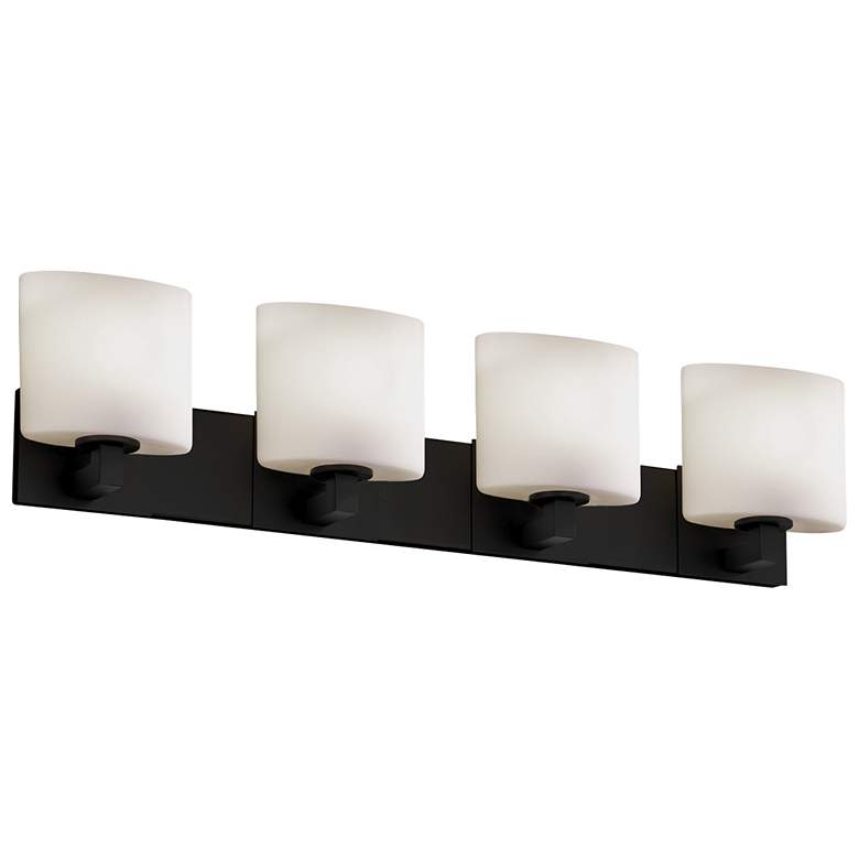 Image 1 Justice Design Fusion 35 1/4" Wide Opal Glass Matte Black Bath Light