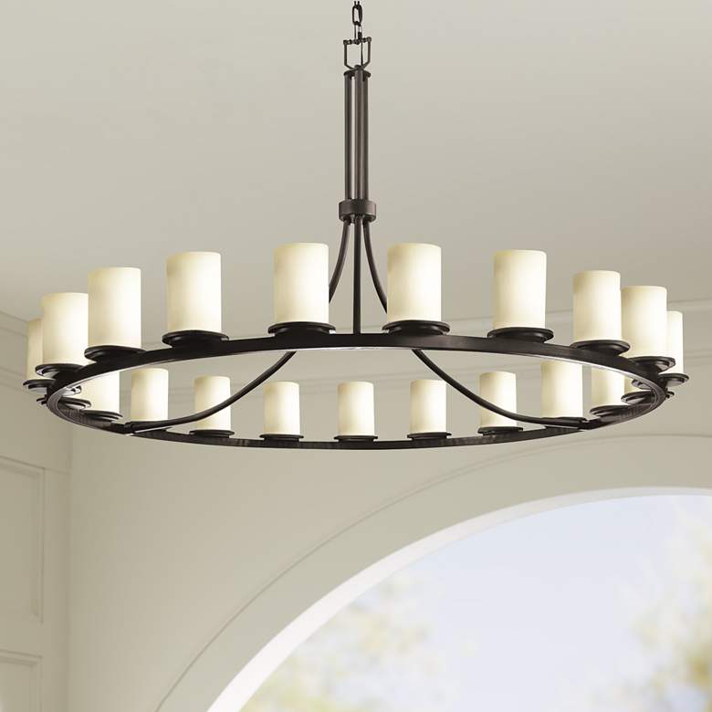 Image 1 Justice Design Fusion 60"W Matte Black 21-Light Chandelier
