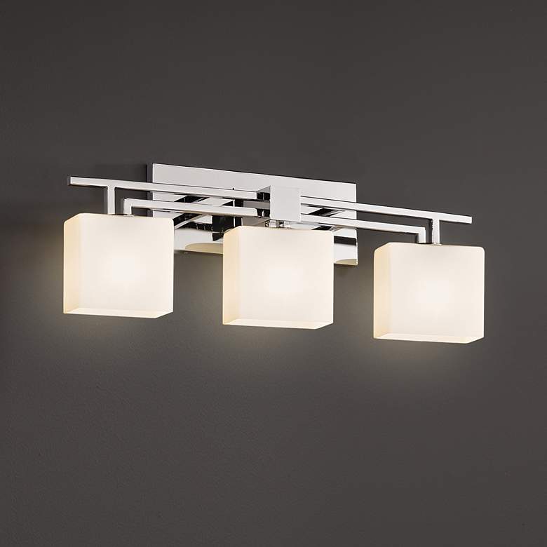 Image 1 Justice Design Fusion Aero 26" Wide 3-Light Opal Chrome Bath Bar Light