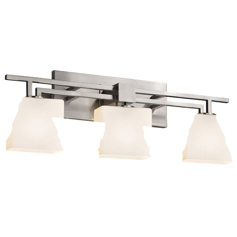 Image 1 Justice Design Fusion Aero 26" Wide 3-Light Opal Nickel Bath Bar