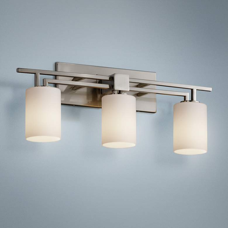 Image 1 Justice Design Fusion Aero 26 inch Wide Brushed Nickel 3-Light Bath Light