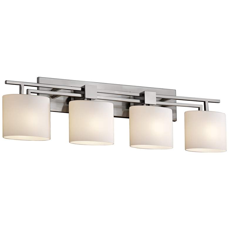 Image 2 Justice Design Fusion Aero 36 1/2" Brushed Nickel 4-Light Bath Light