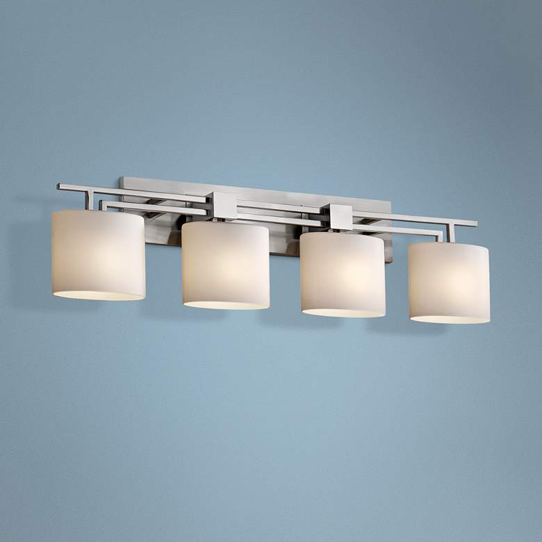 Image 1 Justice Design Fusion Aero 36 1/2" Brushed Nickel 4-Light Bath Light