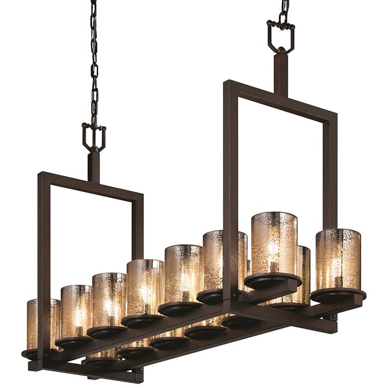 Image 2 Justice Design Fusion Dakota 42" Bronze 14-Light Linear Chandelier