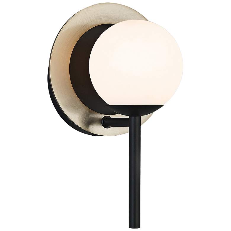 Image 1 Justice Design Fusion Halo 9 1/2" High Black and Brass LED Wall Sconce