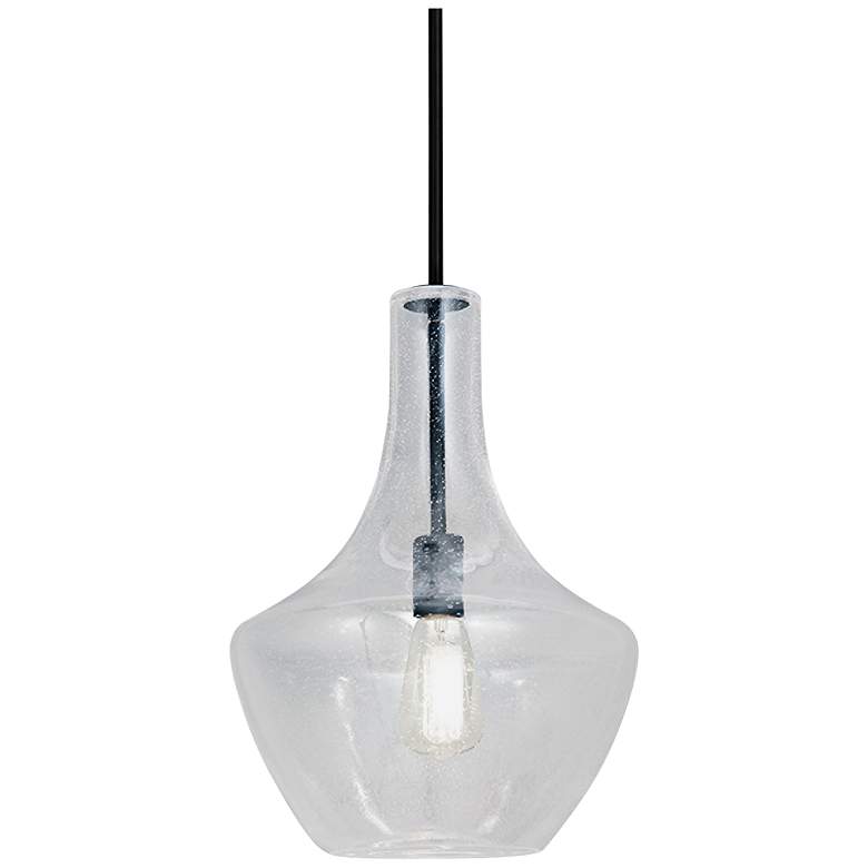 Image 2 Justice Design Fusion Harlow 14 inch Black Seeded Glass Pendant Light