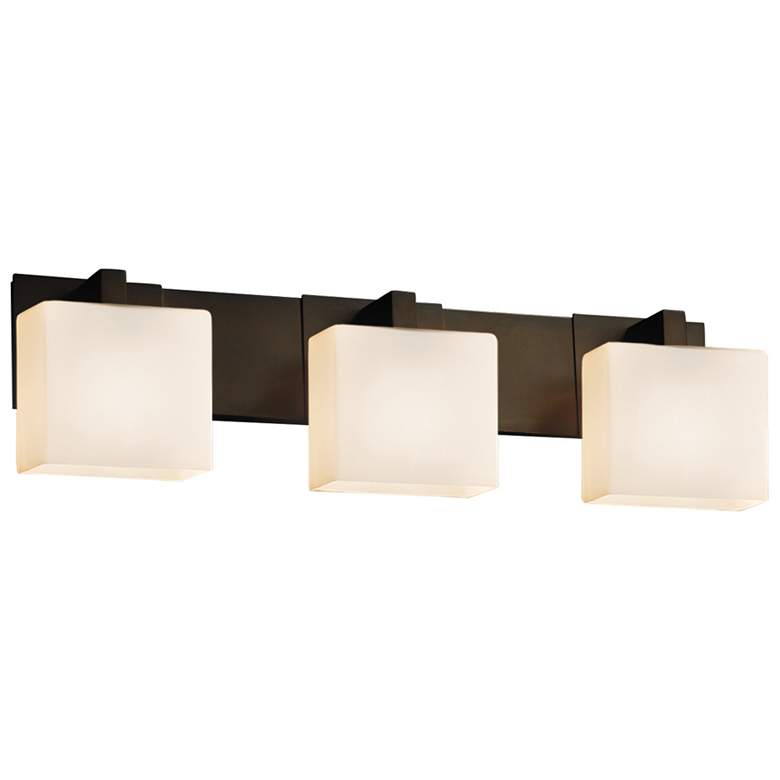 Image 1 Justice Design Fusion Modular 27" Wide Square Opal Bronze Bath Light
