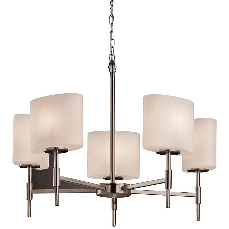 Image 2 Justice Design Fusion Union 23 1/2 inch Nickel and Opal 5-Light Chandelier