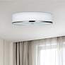 2_Justice Design Hyde 15" LED Nickel and White Linen Drum Ceiling Light