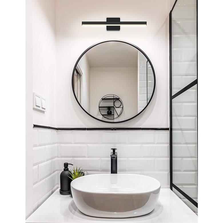 Image 4 Justice Design Lineari 16" Wide Matte Black LED Bath Light more views