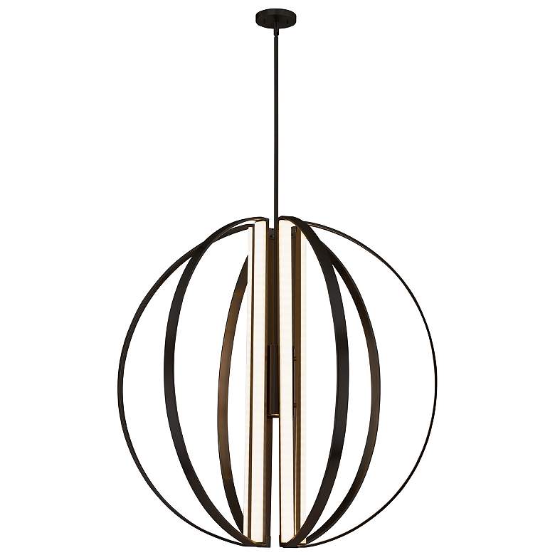 Image 1 Justice Design Liv 36 inchW Matte Black 7-Light LED Chandelier