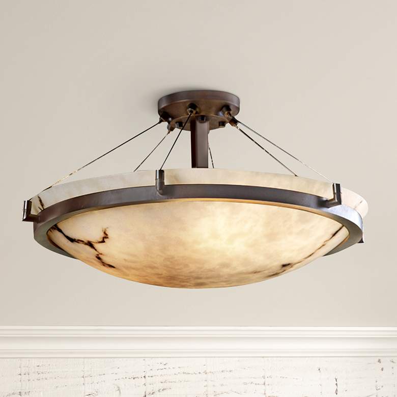 Image 1 Justice Design LumenAria 24" Dakota Bronze Bowl Ceiling Light