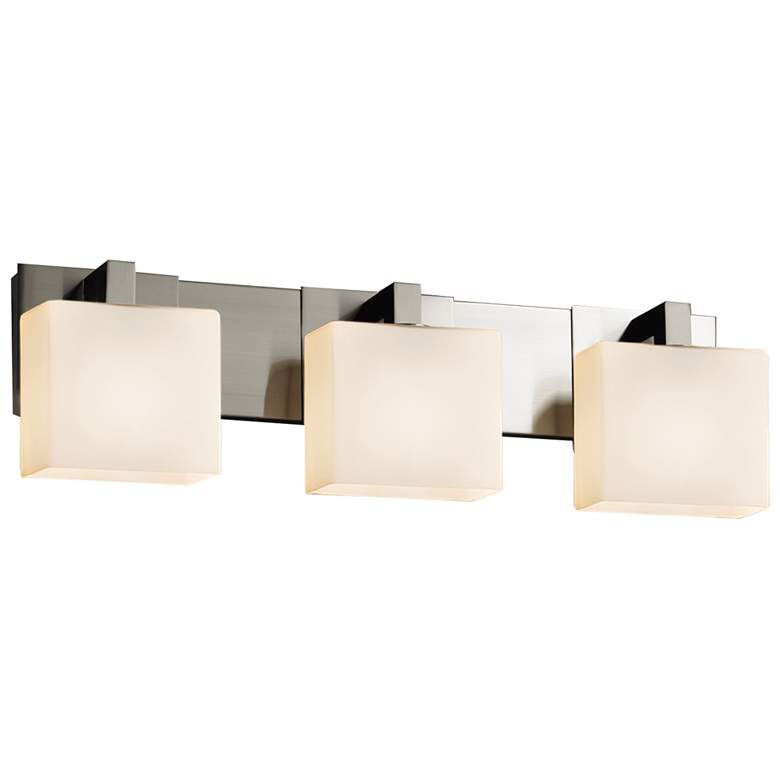 Image 1 Justice Design Modular 27" Wide LED Nickel Square Opal Glass Bath Bar