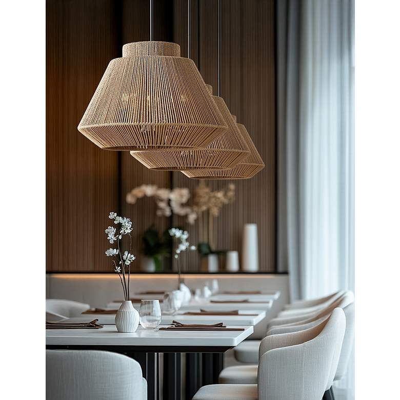 Image 7 Justice Design Nido 24"W Black Pendant Light with Rope Shade more views