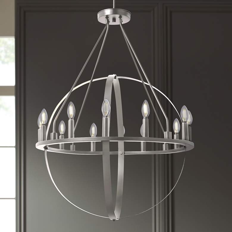 Image 1 Justice Design Orbit 32 inchW Brushed Nickel 12-Light Chandelier