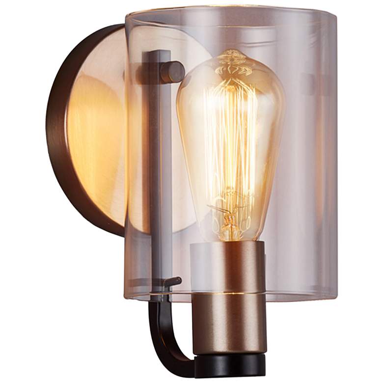 Image 1 Justice Design Poise 7 3/4 inchH Matte Black Brass Wall Sconce