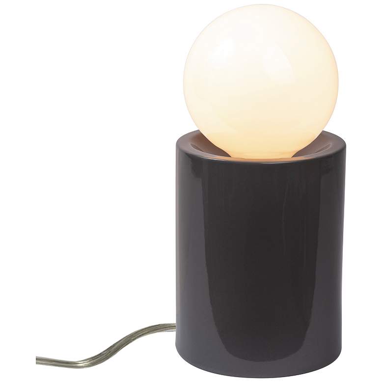 Image 2 Justice Design Portable 11 1/2" Gloss Gray Ceramic Accent Table Lamp